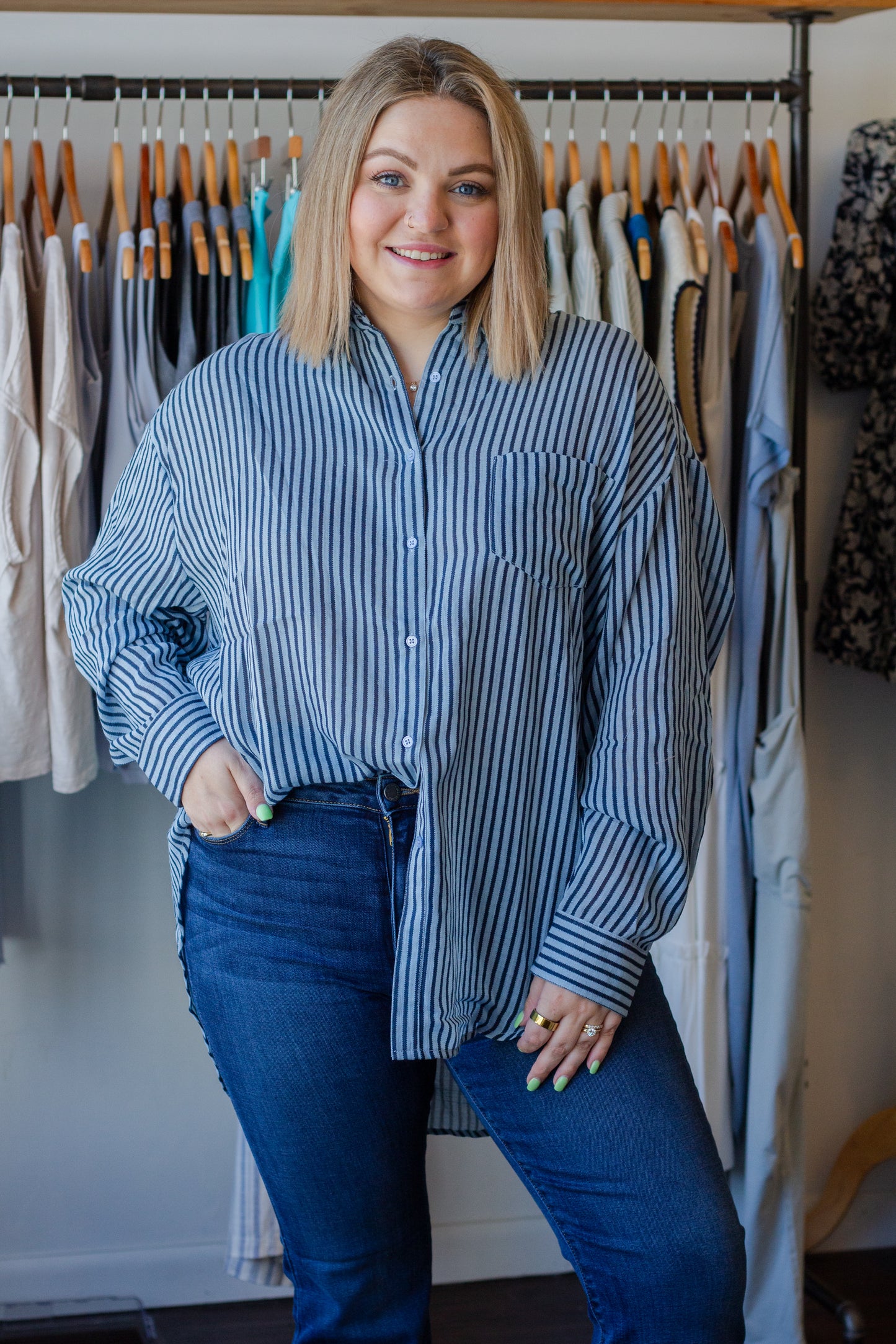 Striped Button Down Top