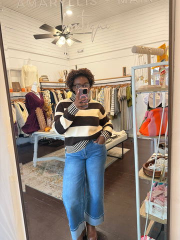 Cuffed Crop Wide Leg Jeans