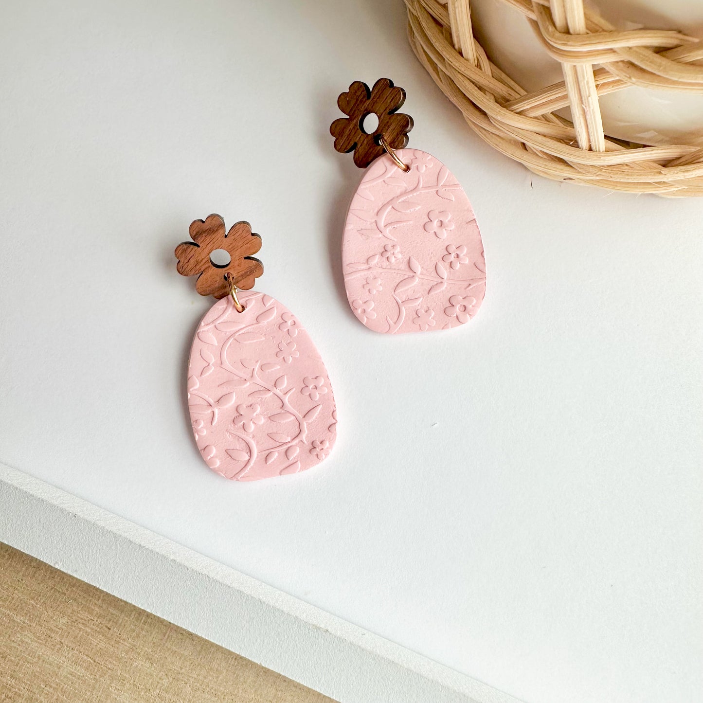 Floral Texture Clay Earrings
