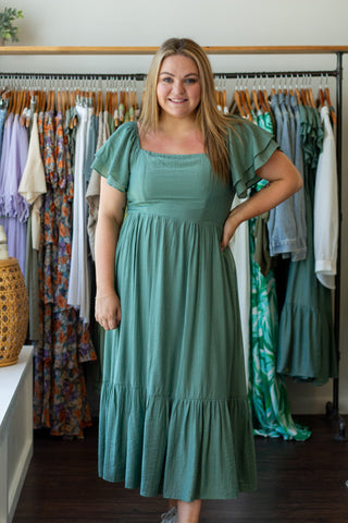 Ruffled Sleeve Maxi Dress