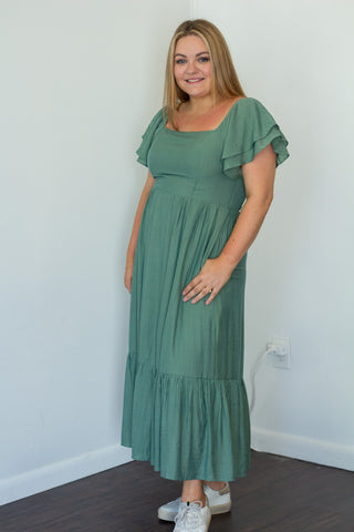 Ruffled Sleeve Maxi Dress
