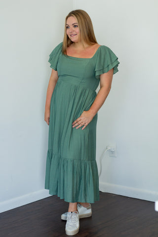 Ruffled Sleeve Maxi Dress
