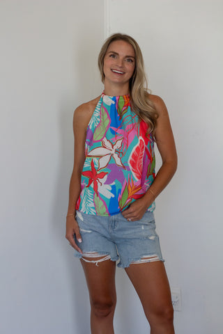 Abstract Halter Neck Top