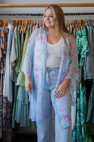 Chiffon Floral Midi Kimono