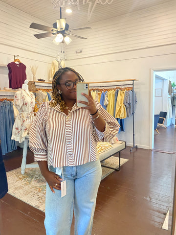 Striped Puff Sleeve Blouse