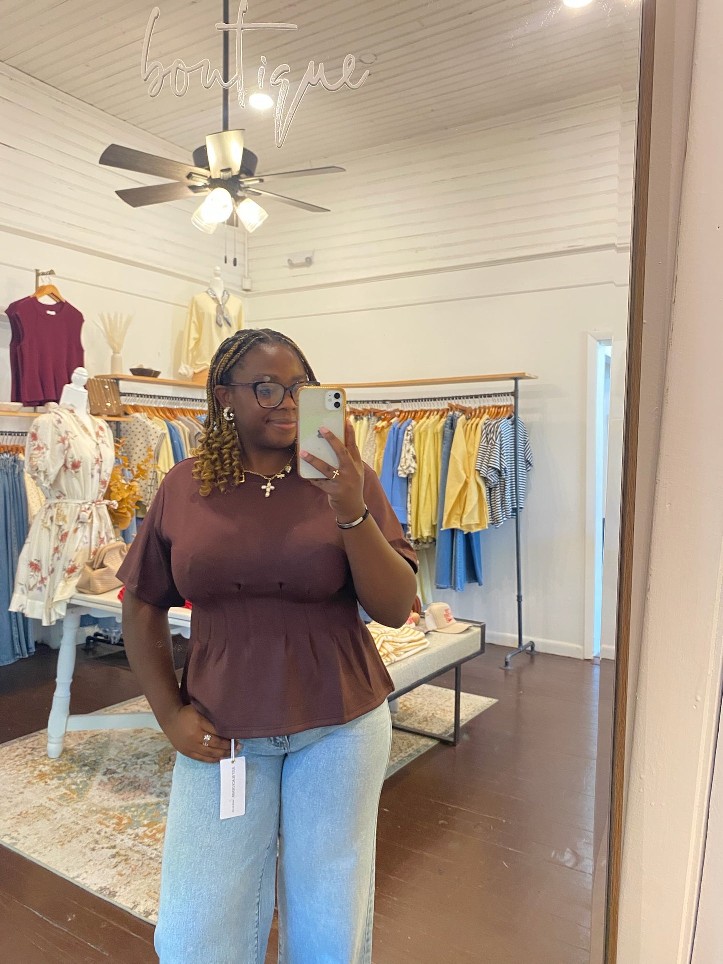 Solid Pin Tuck Waist Top