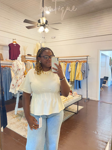 Solid Pin Tuck Waist Top