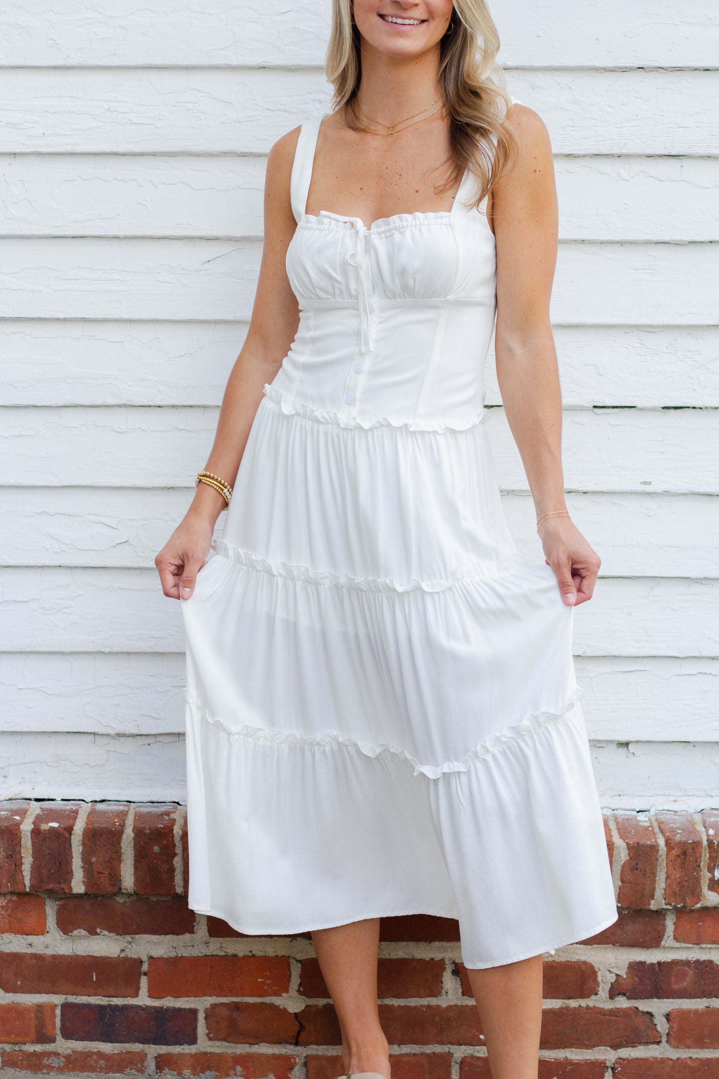 Square Neck Tiered Maxi Dress