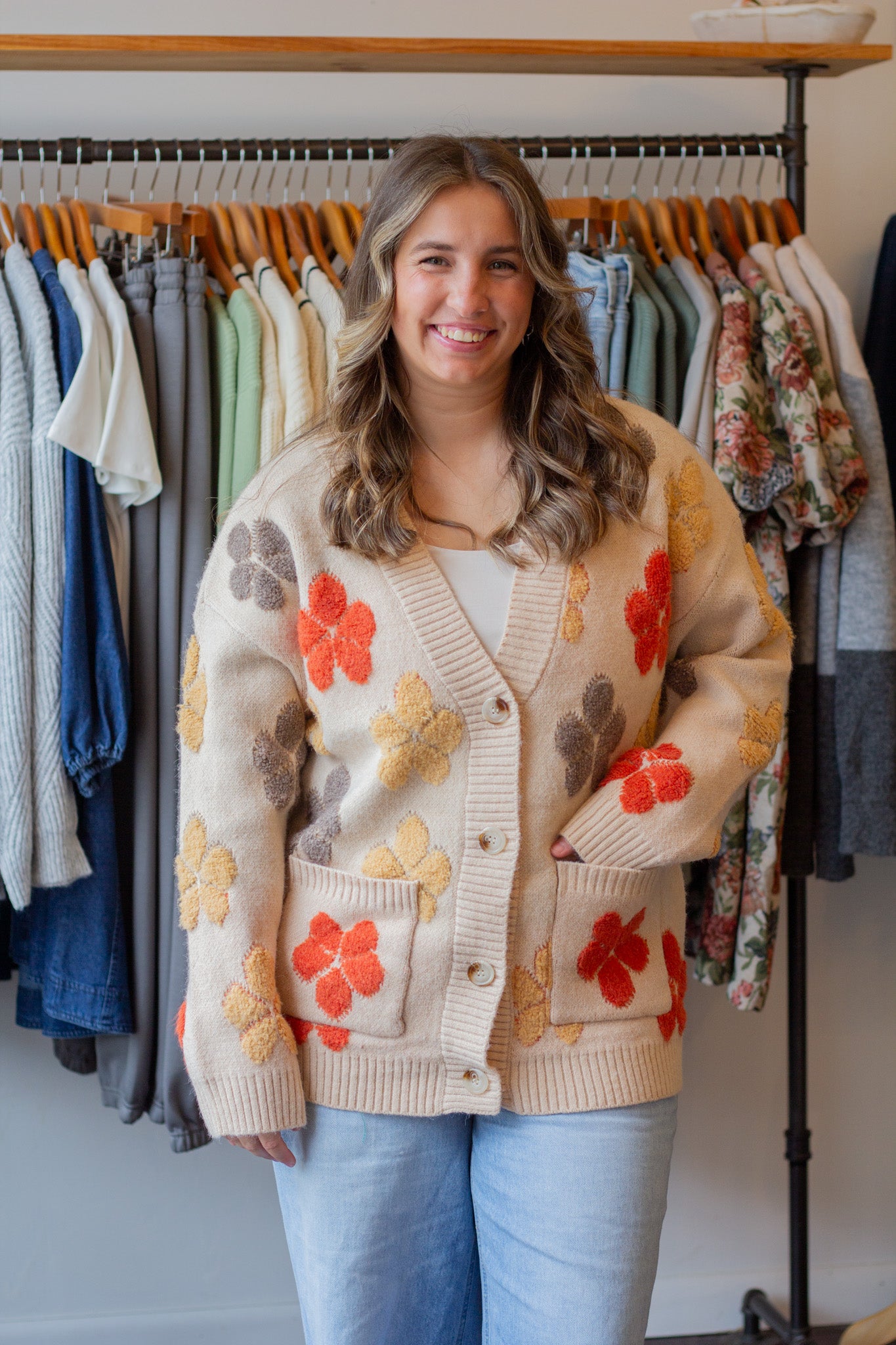 Chunky Floral Cardigan