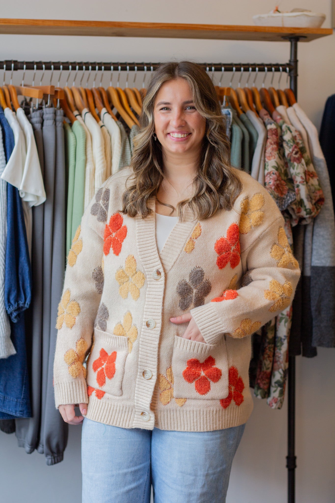 Chunky Floral Cardigan