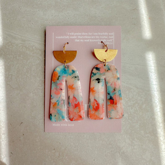 Watercolor Clay Arch Earrings