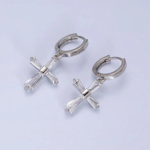 Cross Drop Huggie Hoops