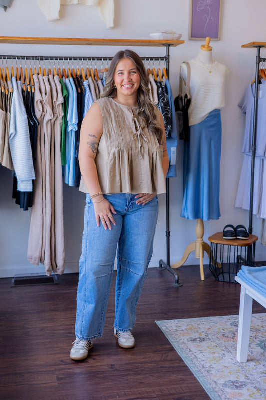 Sleeveless Pleated Top