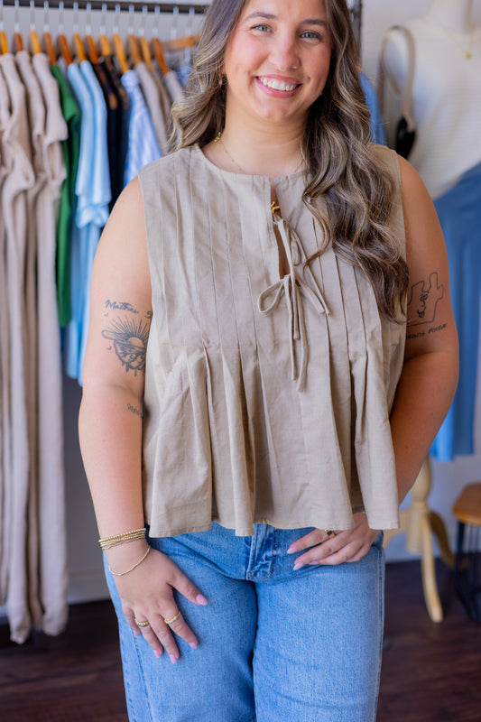 Sleeveless Pleated Top