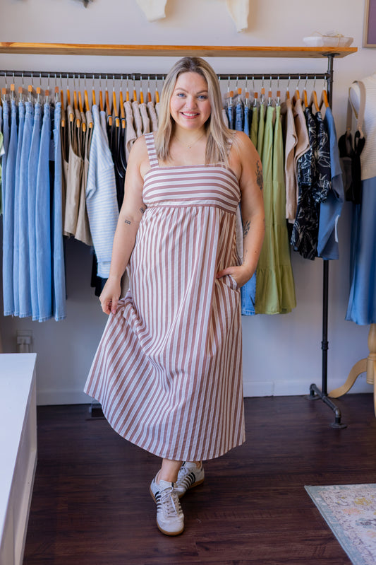 Contrast Striped Midi Dress