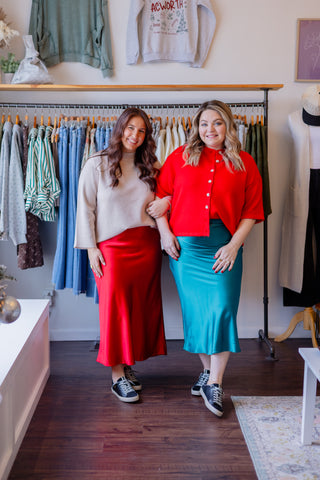 Basic Satin Midi Skirt