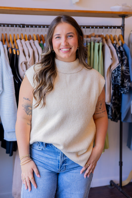 Brushed High Neck Sweater Vest