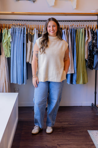 Brushed High Neck Sweater Vest