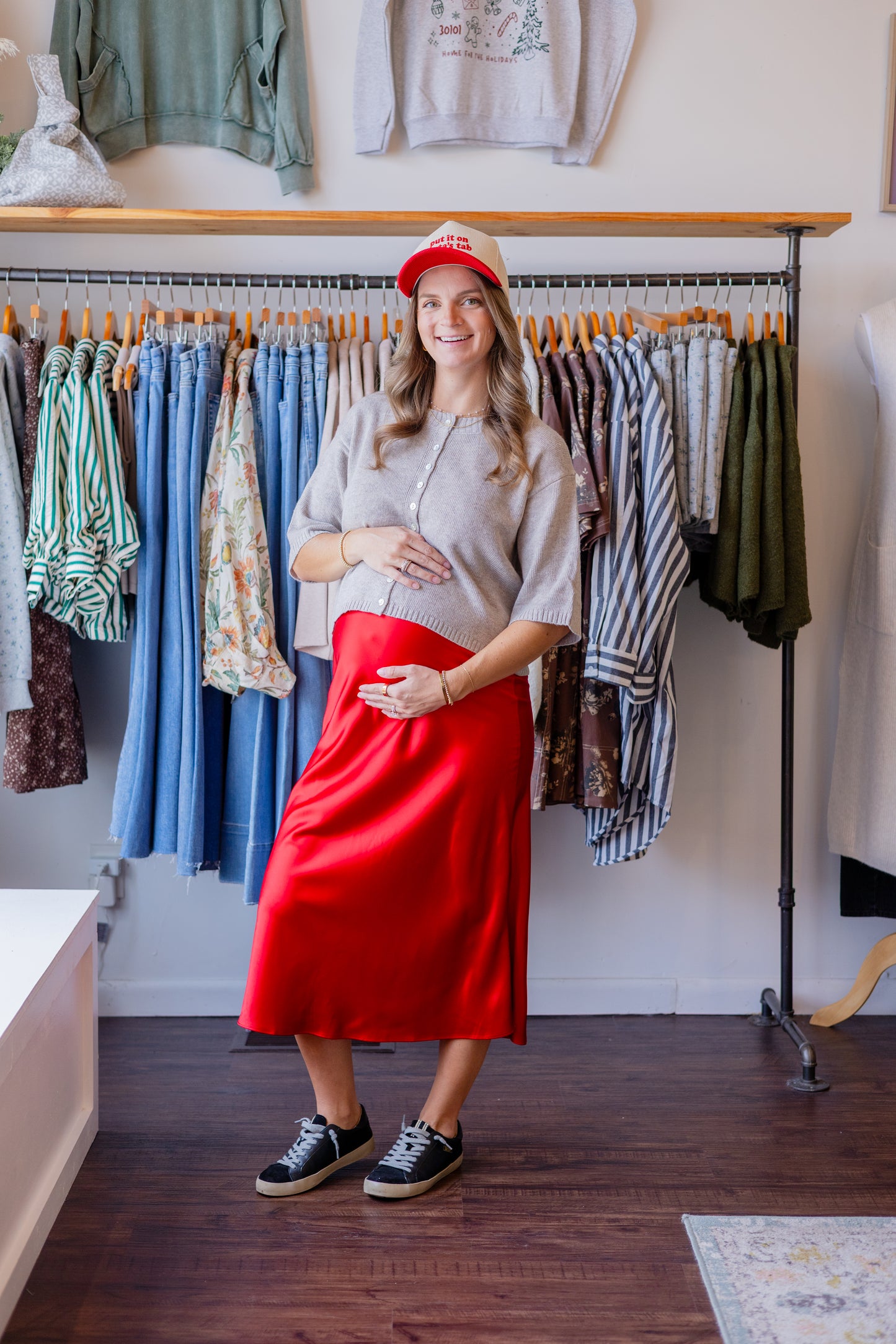 Basic Satin Midi Skirt