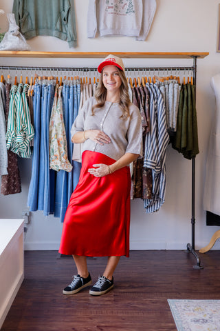 Basic Satin Midi Skirt