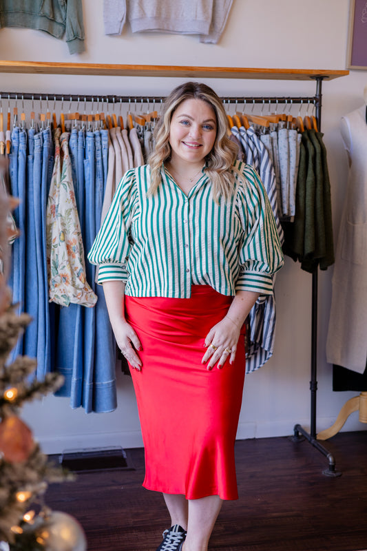Stripe Collared Blouse
