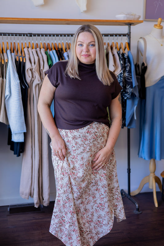 Floral Handkerchief Midi Skirt