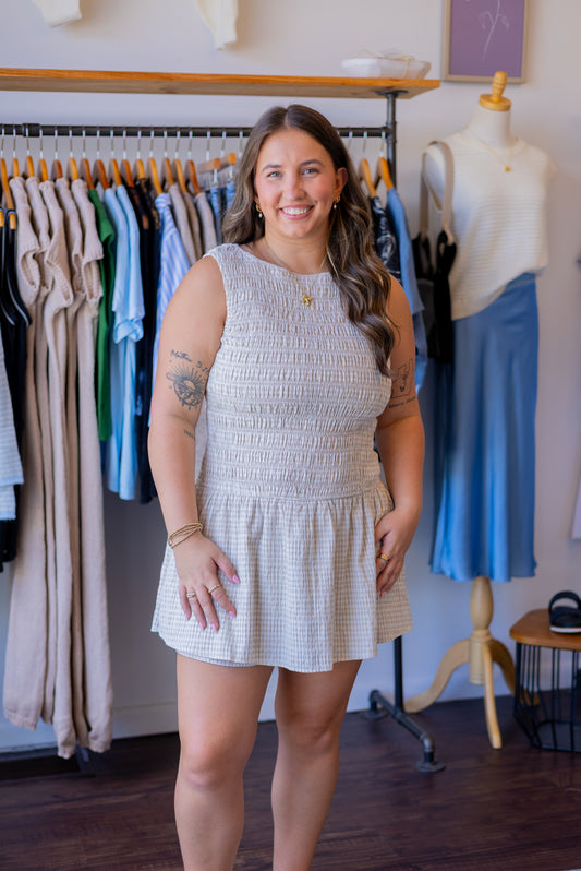 Gingham Smocked Bodice Romper