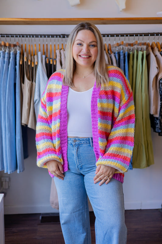Multi-Striped Sweater Cardigan