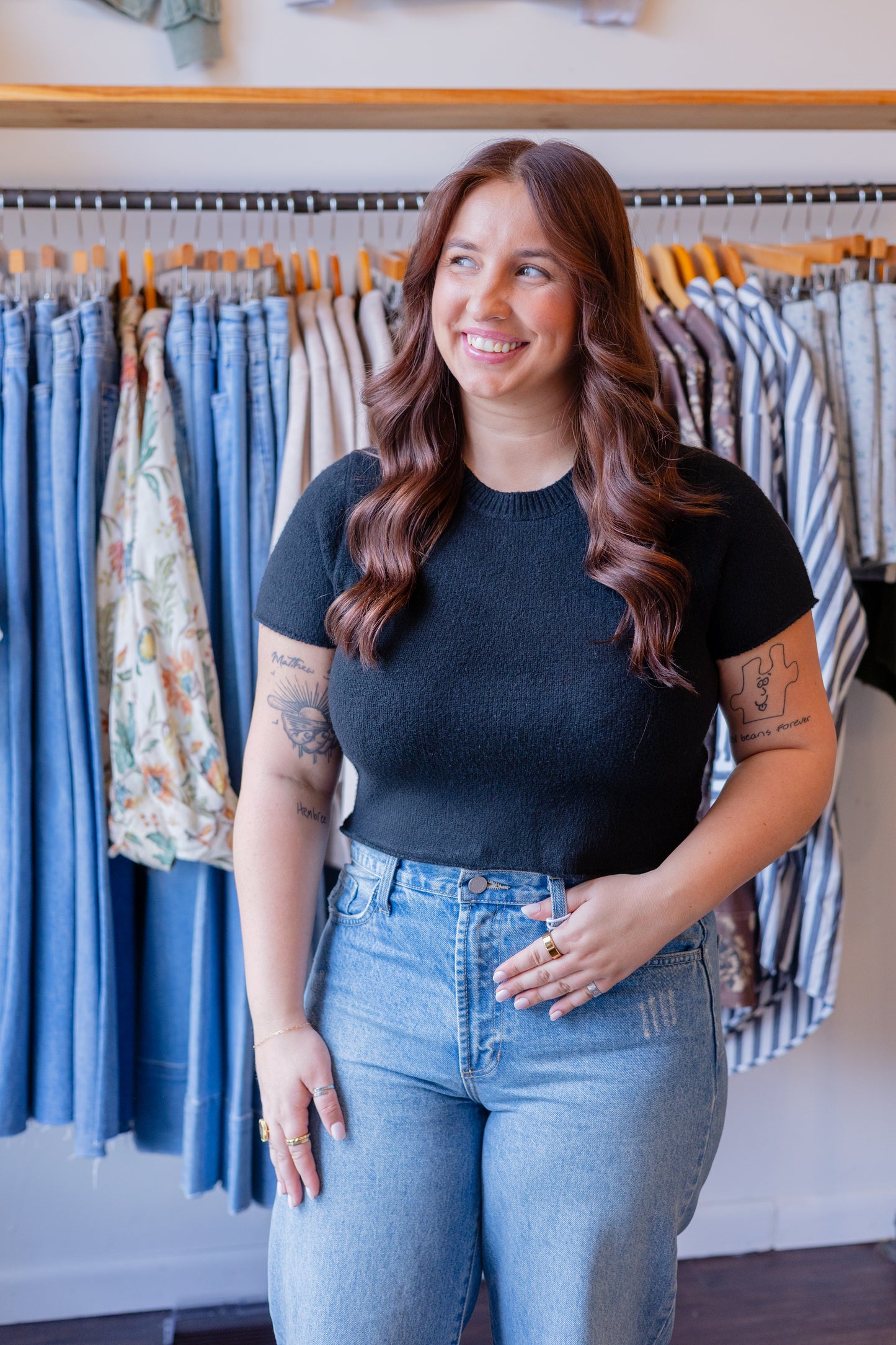 Cropped Short Sleeve Sweater