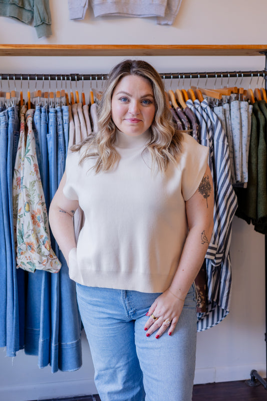 Mock Neck Hi-Lo Sweater