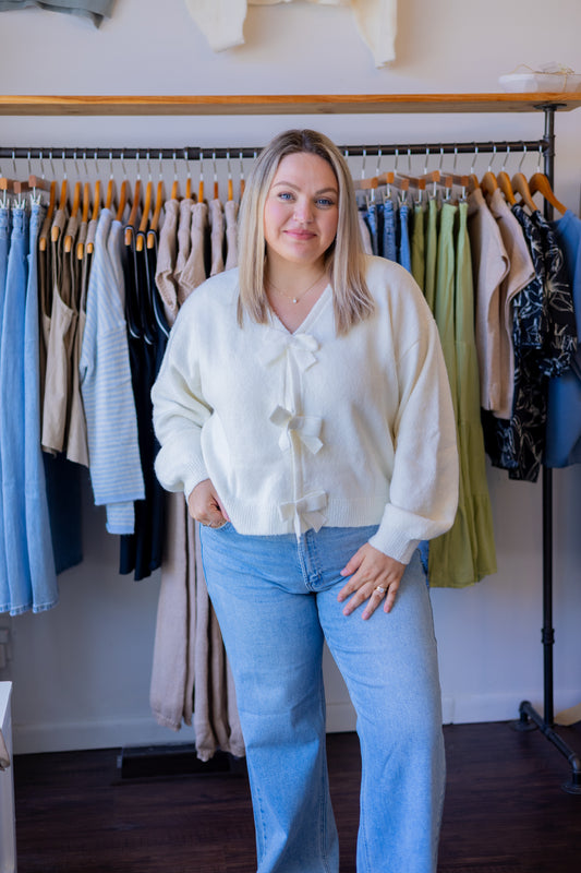 Brushed Bow Detail Sweater