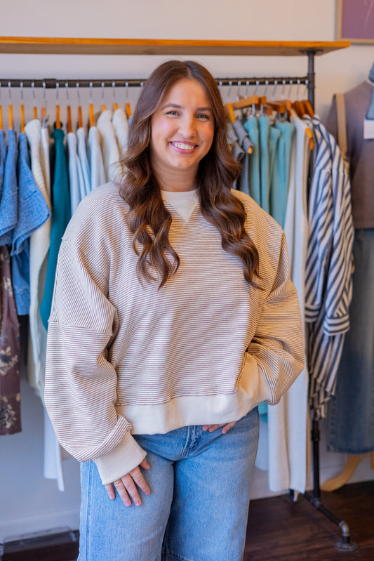 Striped Contrast Knit Pullover