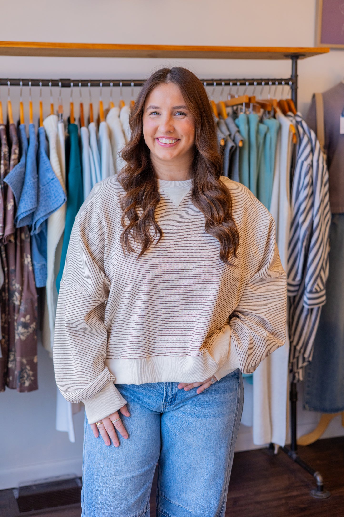 Striped Contrast Knit Pullover