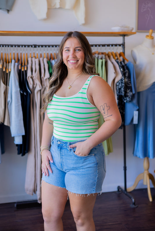 Striped Seamless Ribbed Bodysuit