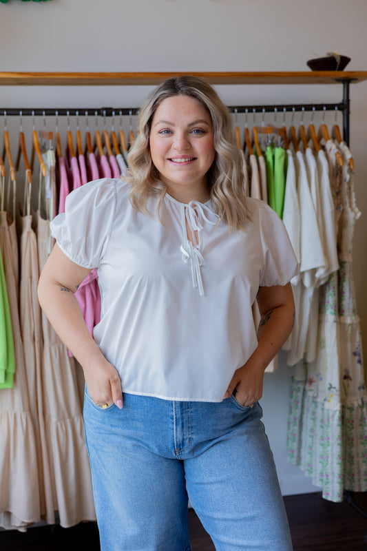 Poplin Bow Detail Blouse