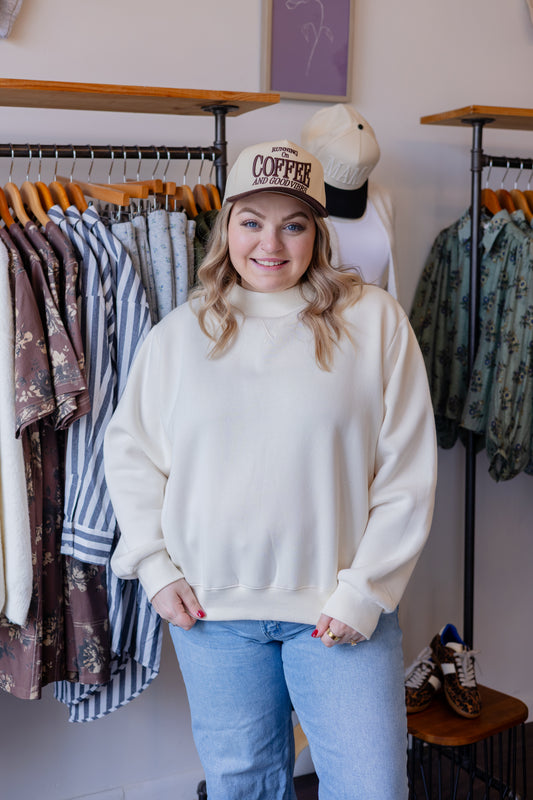 Fleece Wide Neck Sweatshirt