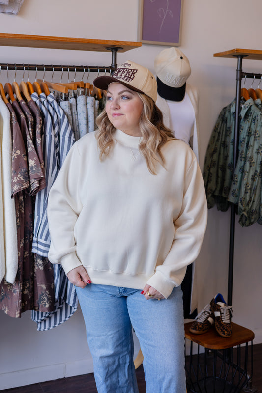 Fleece Wide Neck Sweatshirt