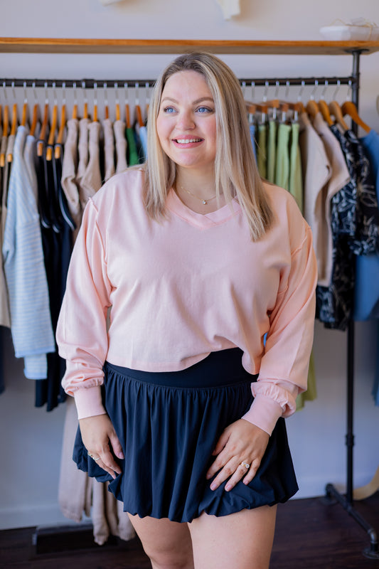 V-Neck Cropped Pullover