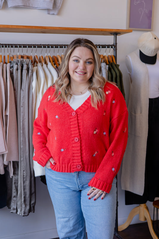 Floral Embroidered Cardigan