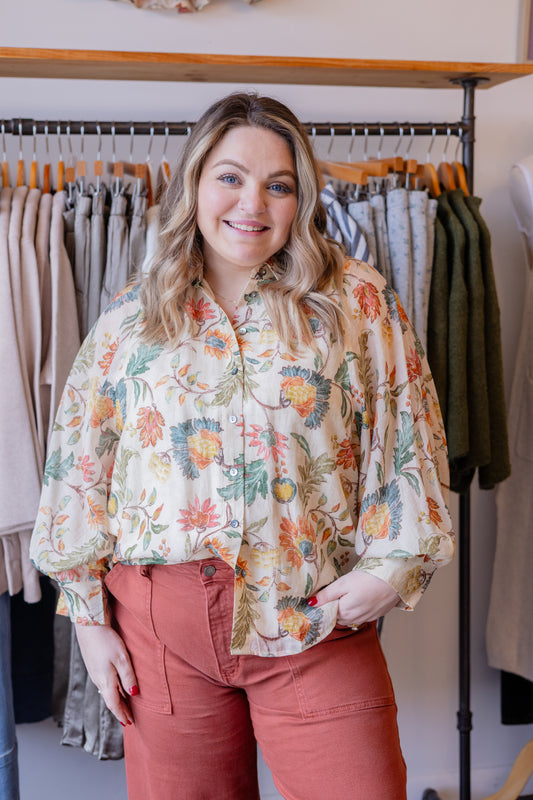 Floral Print Long Sleeve Blouse