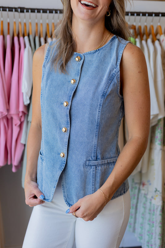 Sleeveless Denim Vest