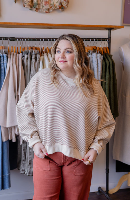 Striped Contrast Knit Pullover