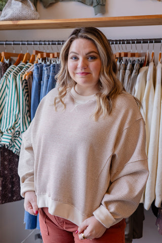 Striped Contrast Knit Pullover