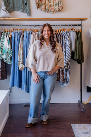 Solid V-Neck Collar Sweater