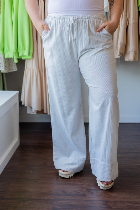 Striped Straight Drawstring Pants