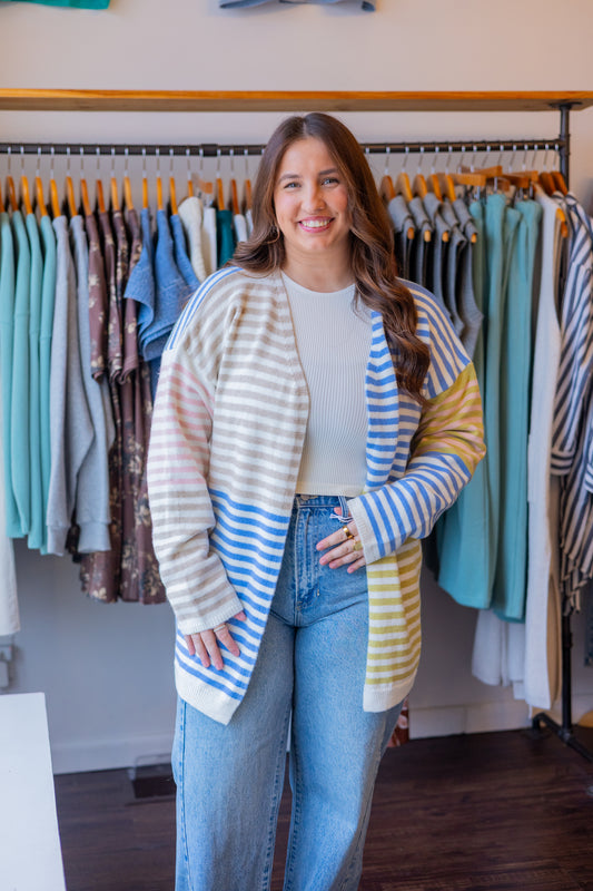Multicolor Striped Sweater Cardigan