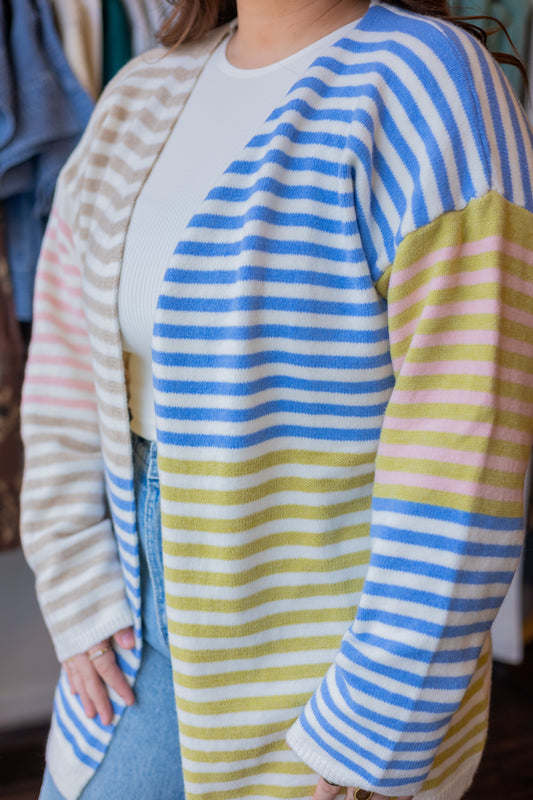 Multicolor Striped Sweater Cardigan