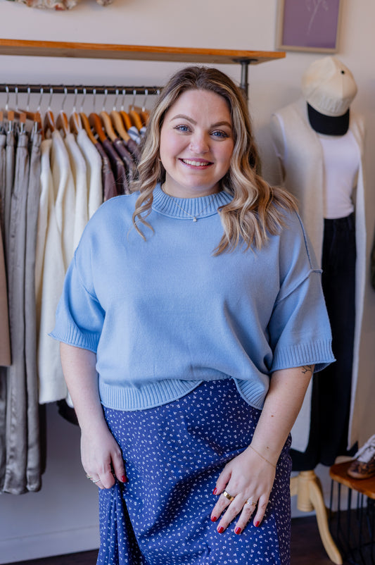 Crew-Neck Drop Shoulder Sweater