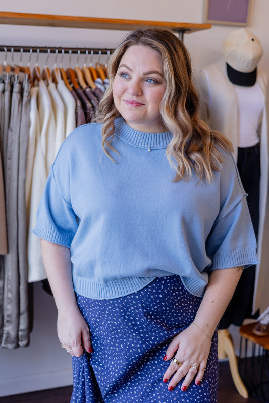 Crew-Neck Drop Shoulder Sweater