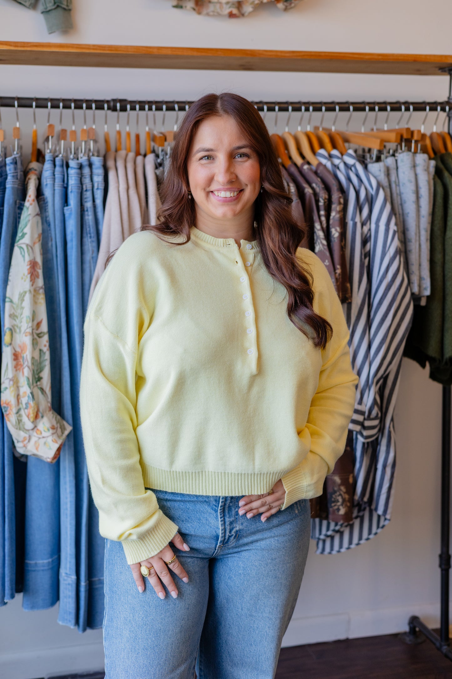 Henley Button-Up Sweater